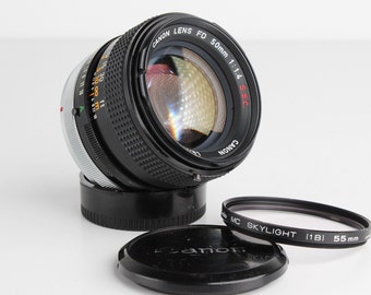 Vintage CANON Lens FD 50mm f/1.4 S.S.C.  - In Great Condition - Caps and UV Filter Included- Sharp