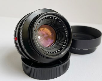 LEICA Leitz Wetzlar SUMMICRON R 50mm F/2 Three Cam Fast Prime Lens with Original Lens Hood - Complete CLA