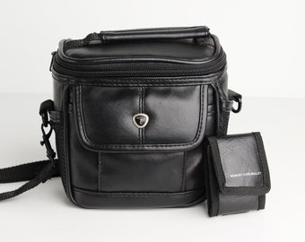 Vintage ICON Camera Bag for Point-and-Shoot Digital Camera with Shoulder Strap and Memory Card Wallet