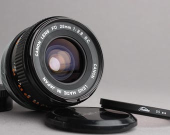 Vintage CANON FD 28mm f/2.8 S.C. Prime 35mm Wide Angle Lens - In Great Condition