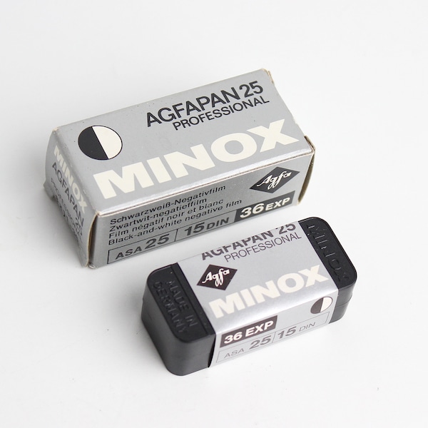 AGFAPAN 25 MINOX Subminiature Black-and-White Spy Film - 36 Exposures - Expired 1980 - Unused