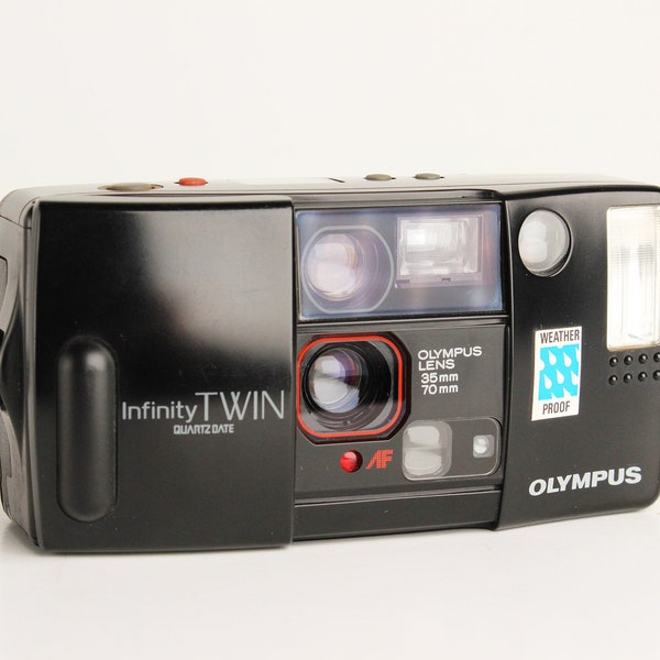 Olympus INFINITY TWIN Vintage Weatherproof Point-and-Shoot 35mm Film Camera - Works Great!