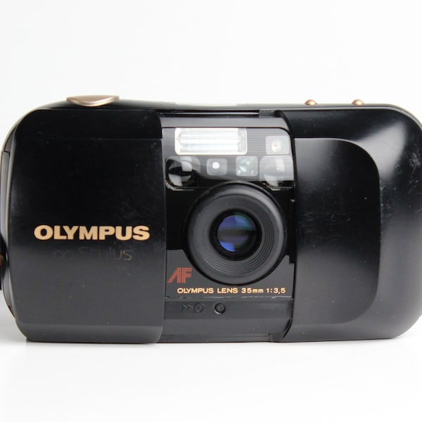 OLYMPUS Infinity Stylus - Mju I - Gold Button - Quartz Date - 35mm Point&Shoot Film Camera - f/3.5 35mm - Works -  Battery Included!