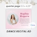 Quarter Page Dance Recital Ad Canva Template 5.5 X 4.25 Pink Dance ...