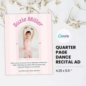 Advertentie overweging reclame kwartpagina canvassjabloon roze ballerina overweging reclame eerbetoon dansprogramma flyer Blush Pink