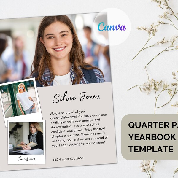 Yearbook Ad Quarter Page Canva Template Quarter Page Middle School Yearbook Dedication Yearbook Parent Tribute Yearbook Ad Graduation