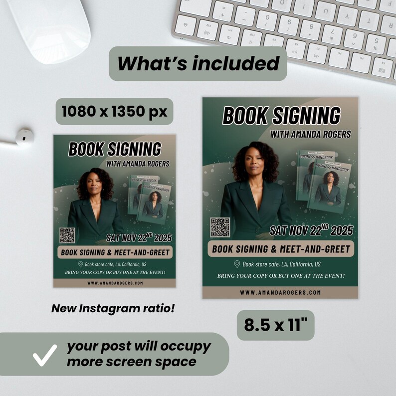 Book Signing Flyer Canva Template Editable Modern Author Promo Flyer ...