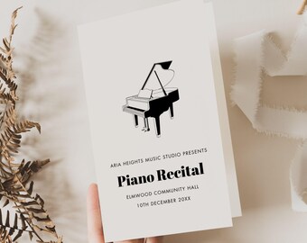Piano Recital Program Template | Editable Canva | Music Recital Program Printable | Double-Sided A4 & US Letter | Studio Concert Program