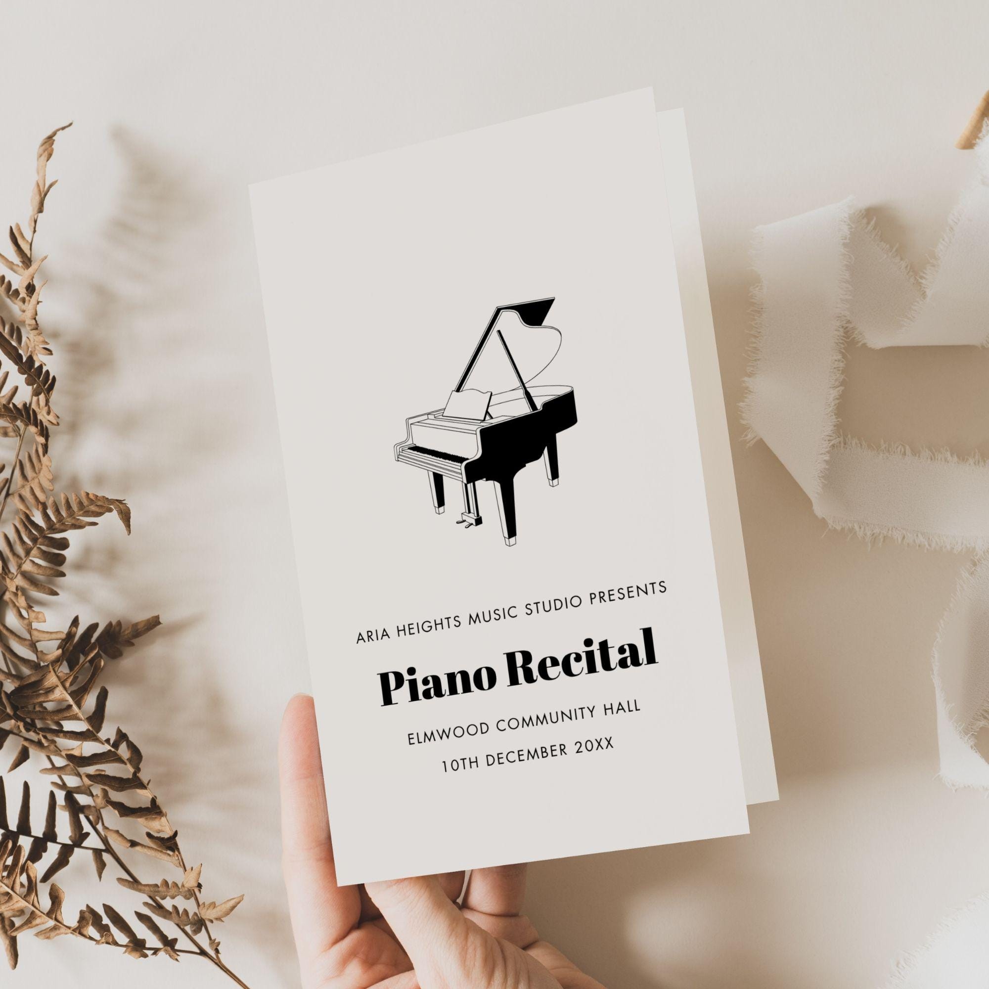 Studio Recital Program Piano Recital Program Template | Editable Canva | Music Recital Program ...