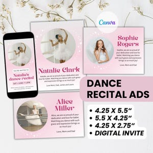 Modèle Canva de page de récital de danse pour récital de danse, invitation numérique pour récital de ballet, programme de danse hommage, dépliant, souvenir de ballet