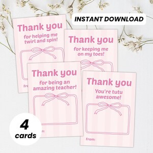 Dance Teacher Gift Card Holder PDF Printable Thank You Card Ballet Teacher Appreciation Week Card DIY Dance Coach Gift 5x7 Bundle Cards