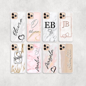 PERSONALISED phone case INITIAL case hard white plastic Marble phone case cover for apple iphone 5 5s 6 7 8 11 Pro Xs XR Xs Max 12 13