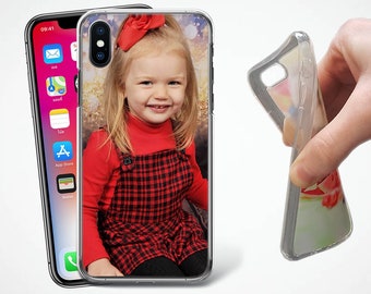 PERSONALISED phone case photo Clear Gel Rubber phone case cover for apple iphone 7 8 SE 2020 11 12 13 Pro Xs XR Xs Max & Galaxy
