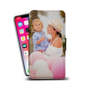 Custom Photo Flip Case Faux Leather Wallet Phone Cover with Card Inserts, Personalised Phone Case For iPhone 15 14 13 12 11 Pro Max