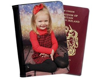 Personalised Photo Passport Cover / Holder Customised with your picture or Logo, Protector Wallet Case, Holiday Accessory