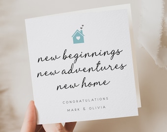 Personalised New Home Card, new house welcome card, new beginnings Rustic Greeting Card NH003