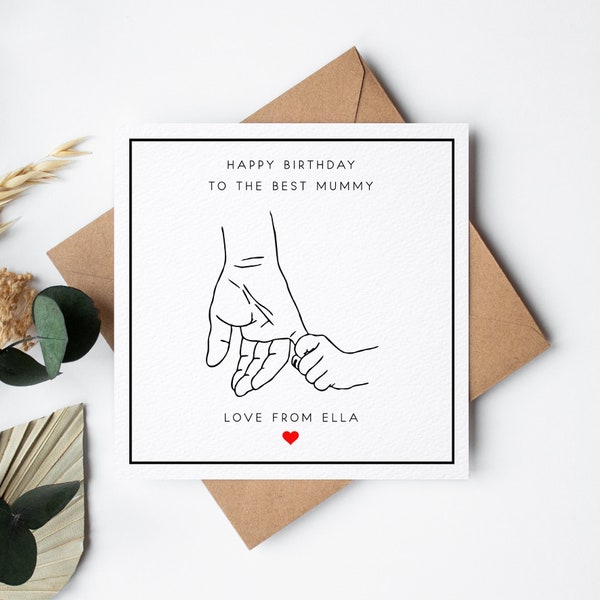 Personalised Birthday Card For Mummy, From Baby Boy, Girl. Son, Daughter Rustic Greeting Card BC025