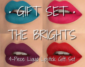 The Brights - Liquid Lipstick Bundle - Vegan Red Pink Purple Matte Liquid Lipstick