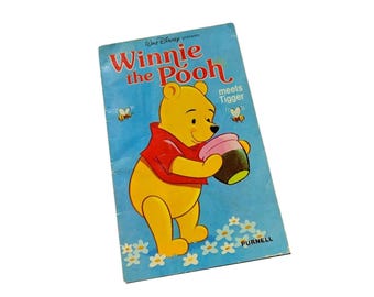 Vintage 1983 Winnie the Pooh Meets Tigger Book by Purnell - Disney Mini Paperback - A.A. Milne - Retro Nursery - 80s Nostalgia