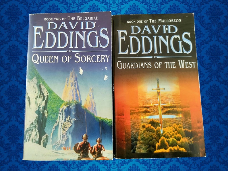 Vintage David Eddings Classic Fantasy Books with Great 90's Cover Art Guardians of the West and Queen of Sorcery image 1