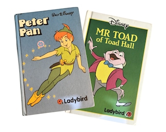 Vintage 1980s Disney Ladybird Books - Peter Pan, Mr Toad of Toad Hall
