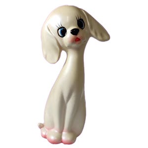 Vintage Ceramic Dog - Big Eyes and Long Neck - Small Dog Ornament - Circa 1950s/1960s - Super Cute!