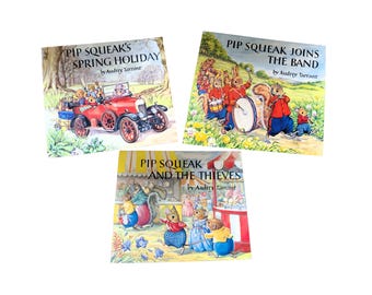 Vintage 1970s / 1980s Pip Squeak the Mouse Books by Audrey Tarrant - Retro Kids Paperbacks / Picture Books
