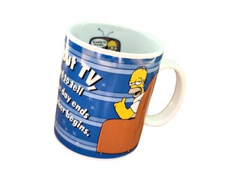 Vintage Homer Simpson Mug - Retro Y2k Coffee Mug / Teacup - "Ahhh, TV Respects Me" - Official The Simpsons Merch