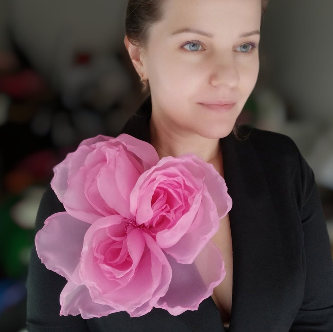 Large Flower Accessory Large Flower Brooch Large Rose Pin Etsy