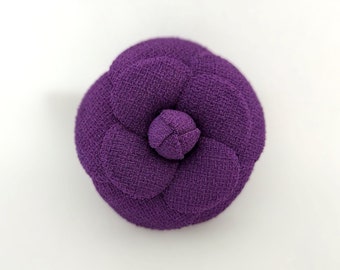 Brooch purple camellia, fabric flower pin flower, flower purple brooch pin, classic brooch