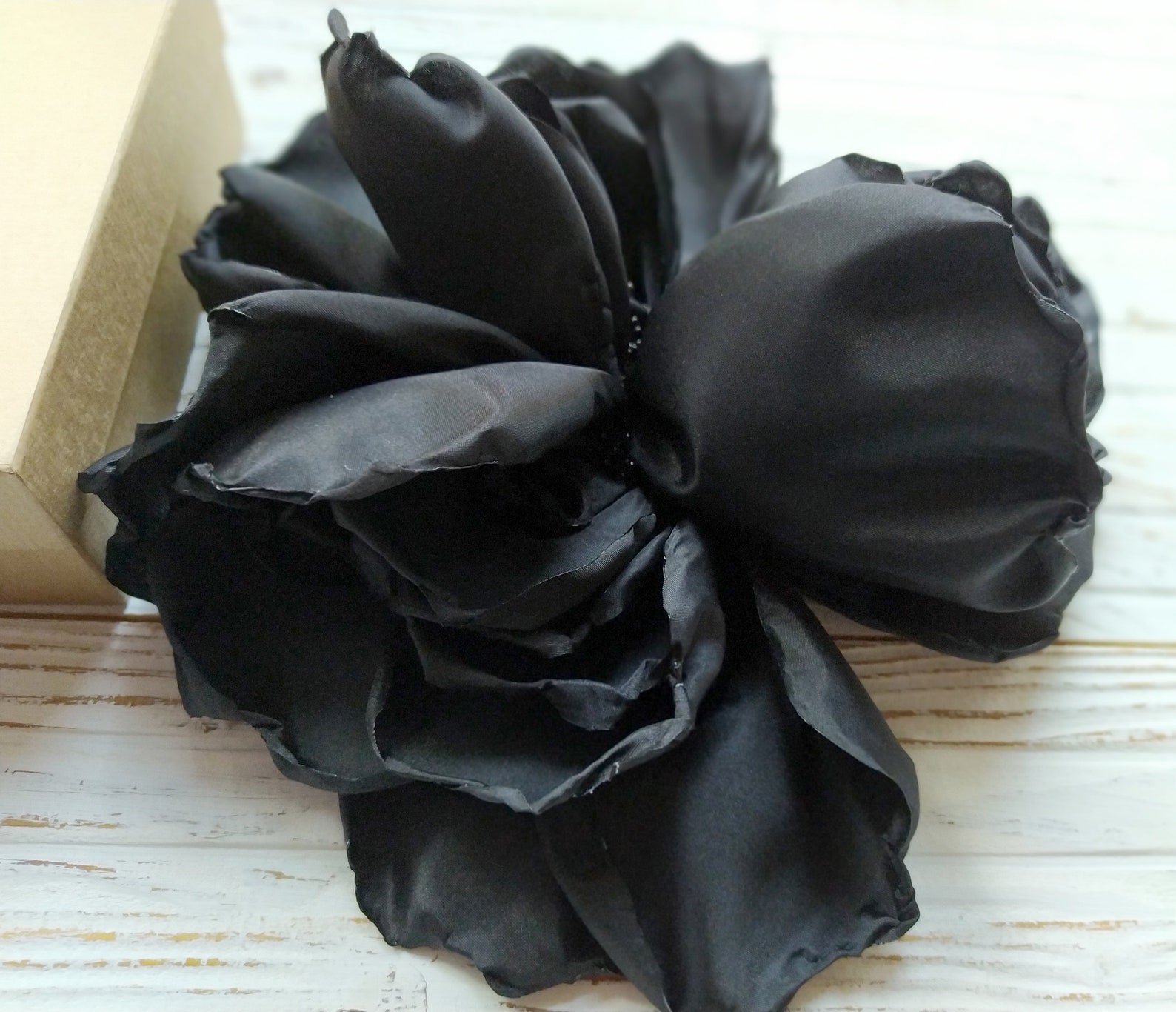 Large Black Flower Large Flower Black Rose Large Brooch Etsy