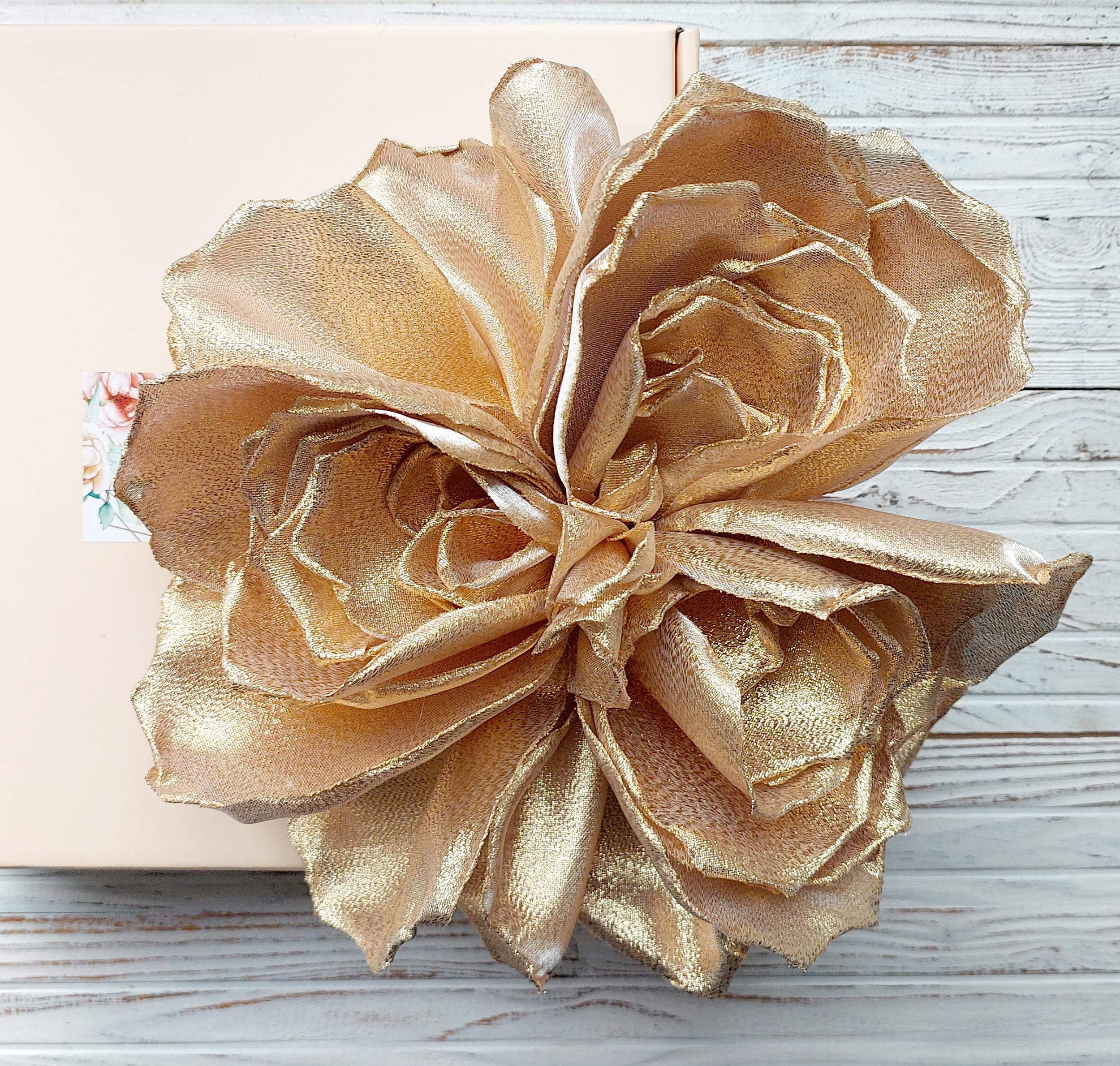 Grande Broche Vintage Deux Roses Doré - 11,4 Cm - État Quasi Neuf - Origine France