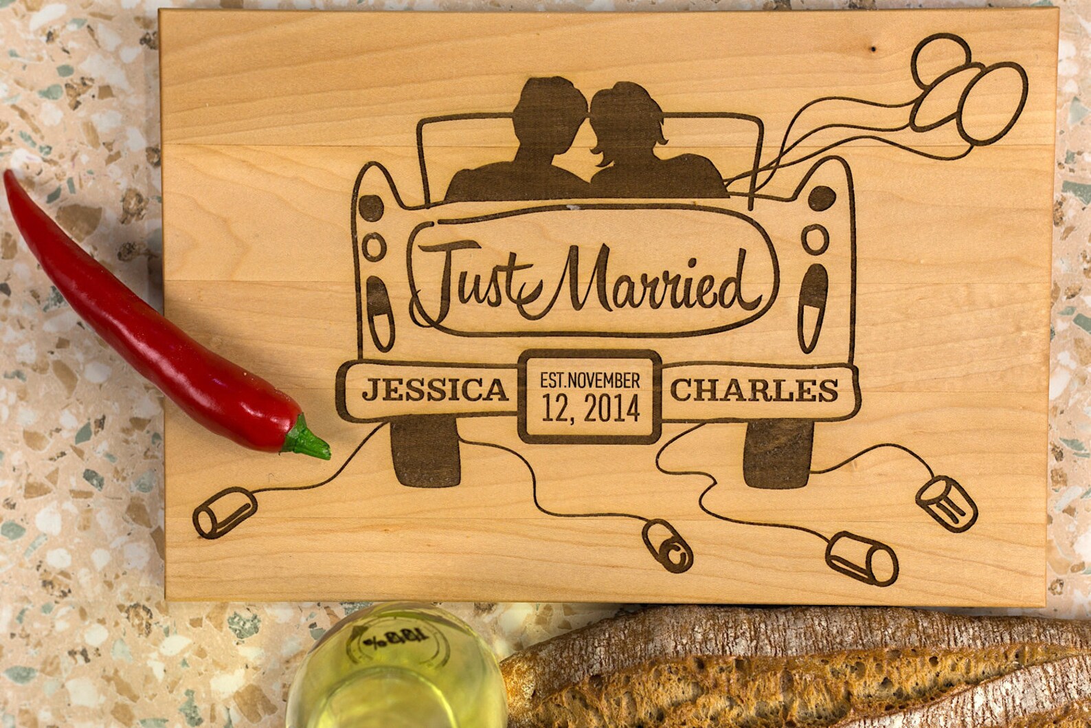 Couple Cutting Board Just Married Cutting Board Custom Etsy