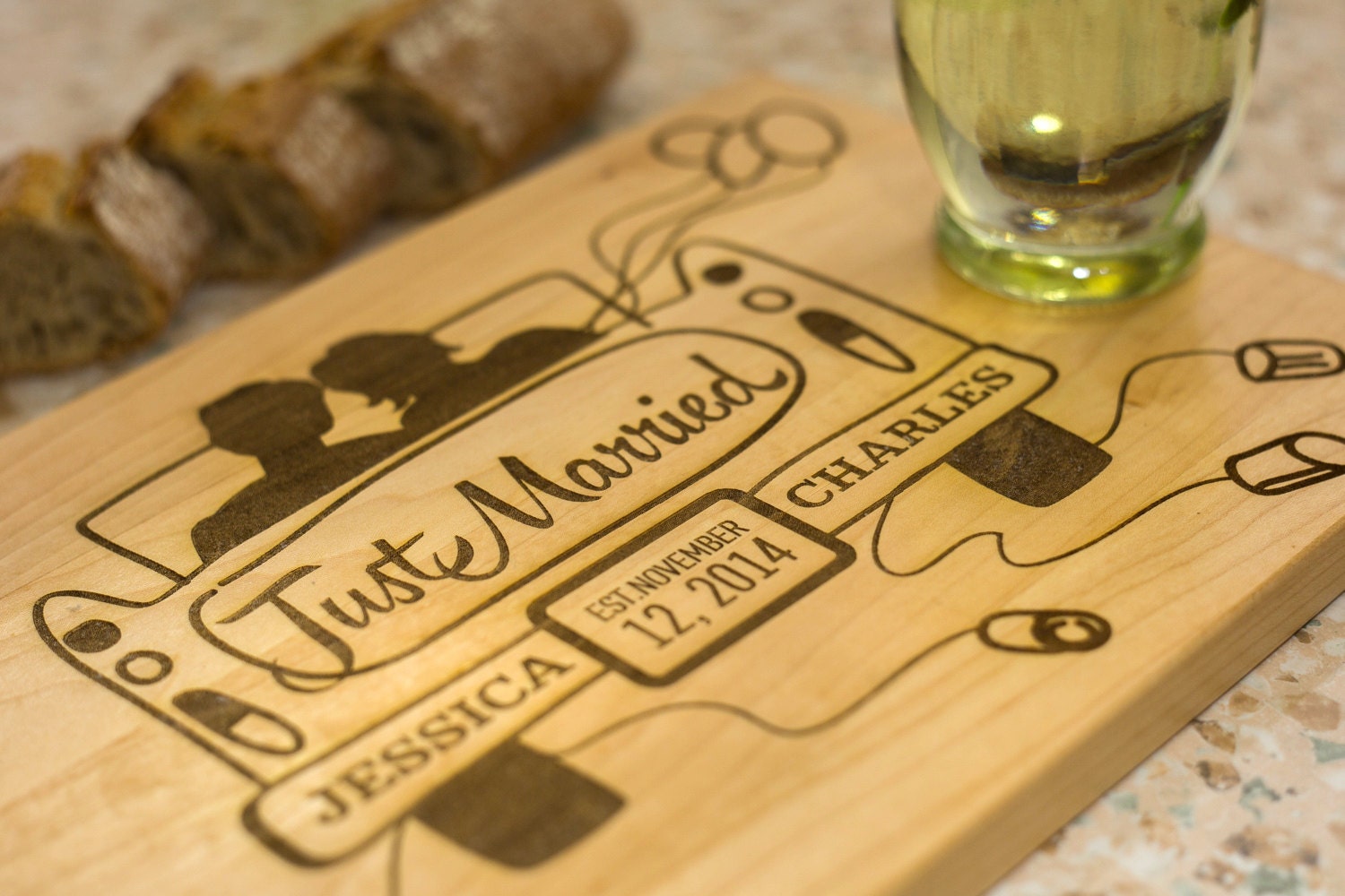 Couple cutting board Just married cutting board Custom Etsy