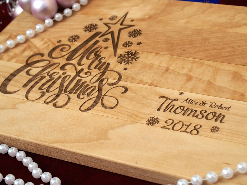 Merry Christmas Personalized Cutting Board Custom Engraved Etsy