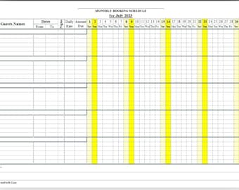 Monthly Booking Schedules for 2026