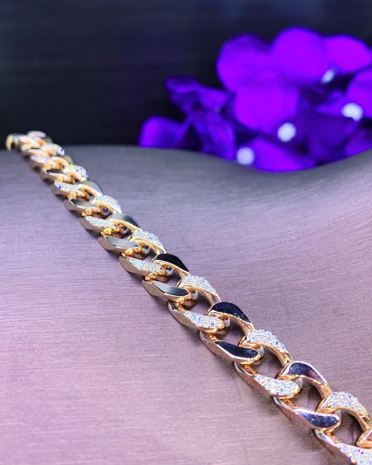 CHAIN! 1.45TCW F/VS Diamonds in 18K Solid Rose Pink Gold Bracelet ...