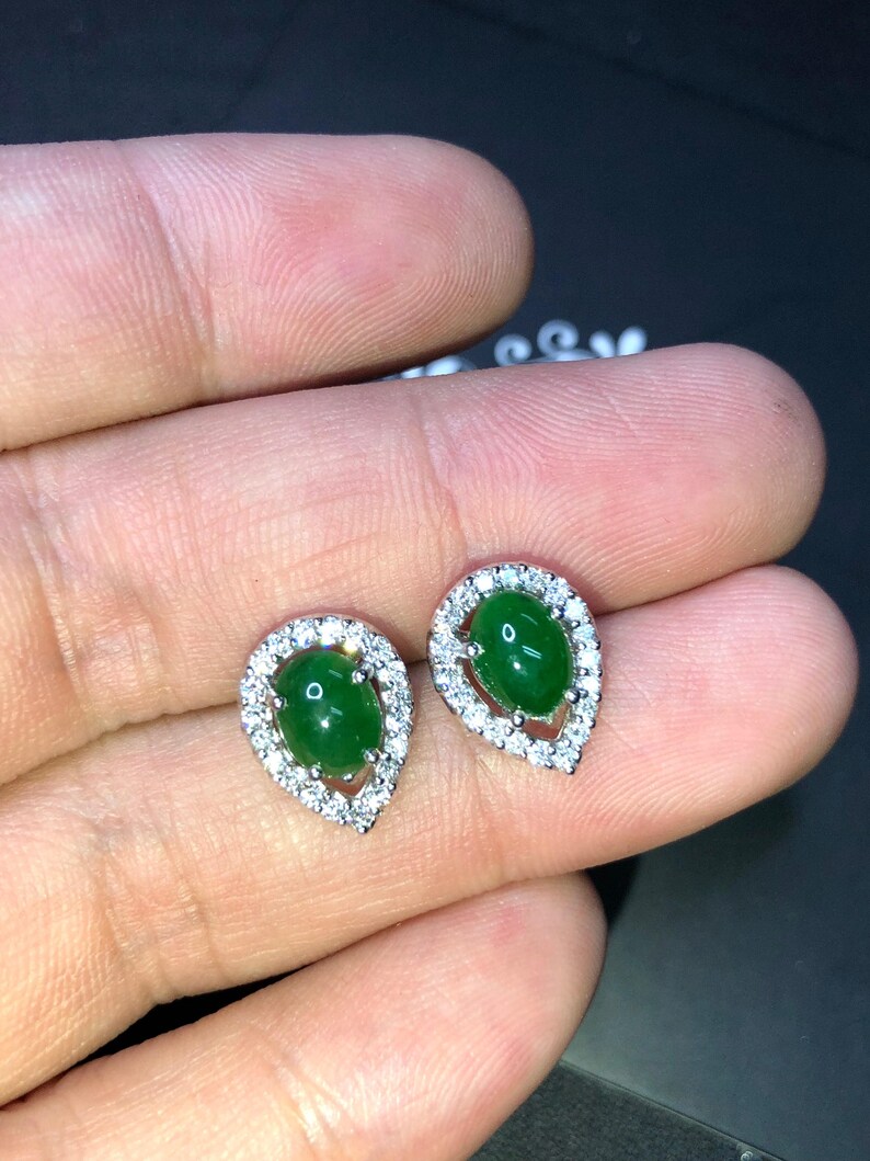 2.58TCW Burmese Jade & VS Diamonds in 18k solid white gold | Etsy