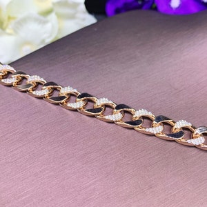 CHAIN! 1.45TCW F/VS Diamonds in 18K Solid Rose Pink Gold Bracelet ...