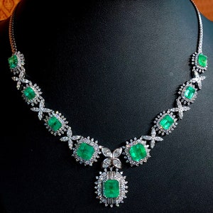 COLOMBIAN 35.40TCW Emerald Necklace Huge Set Natural VS - Etsy