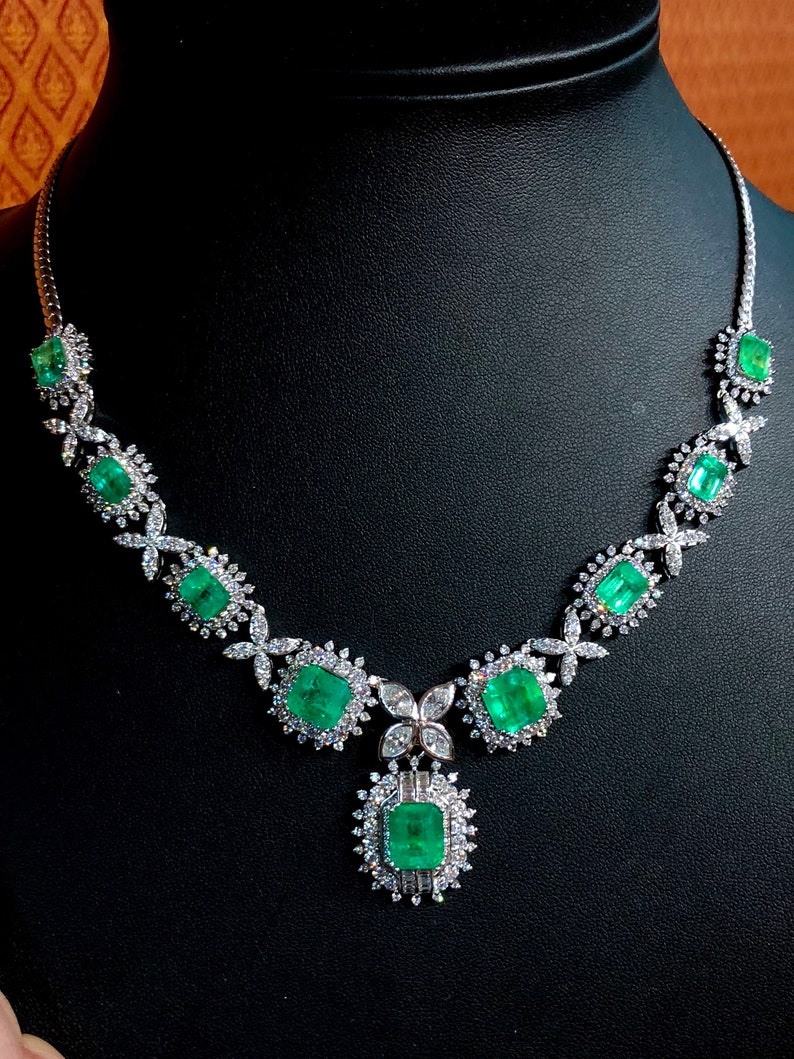 COLOMBIAN 35.40TCW Emerald Necklace Huge Set Natural VS - Etsy