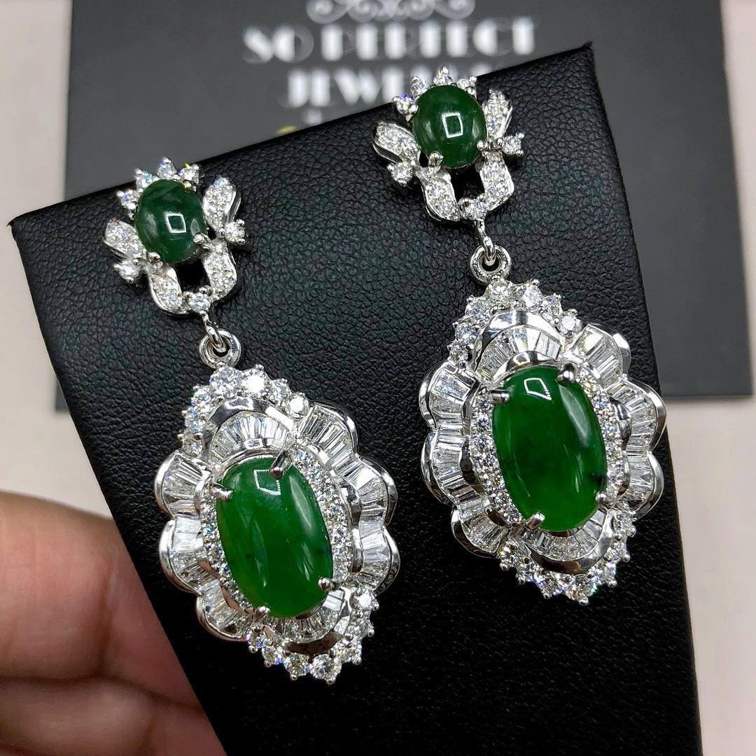 Jade diamond earrings discount