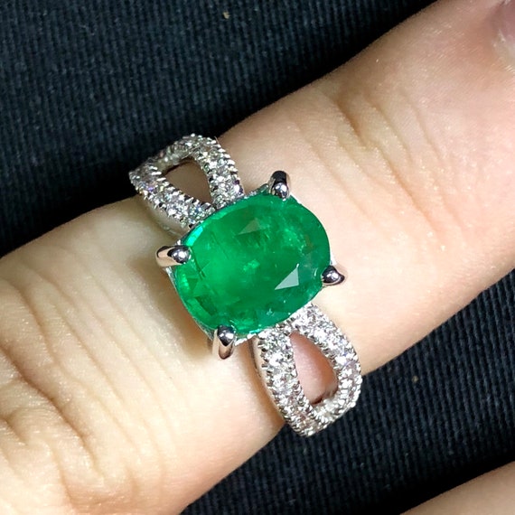 GENUINE 1.98TCW Emerald VS Diamonds in 18k solid white gold | Etsy