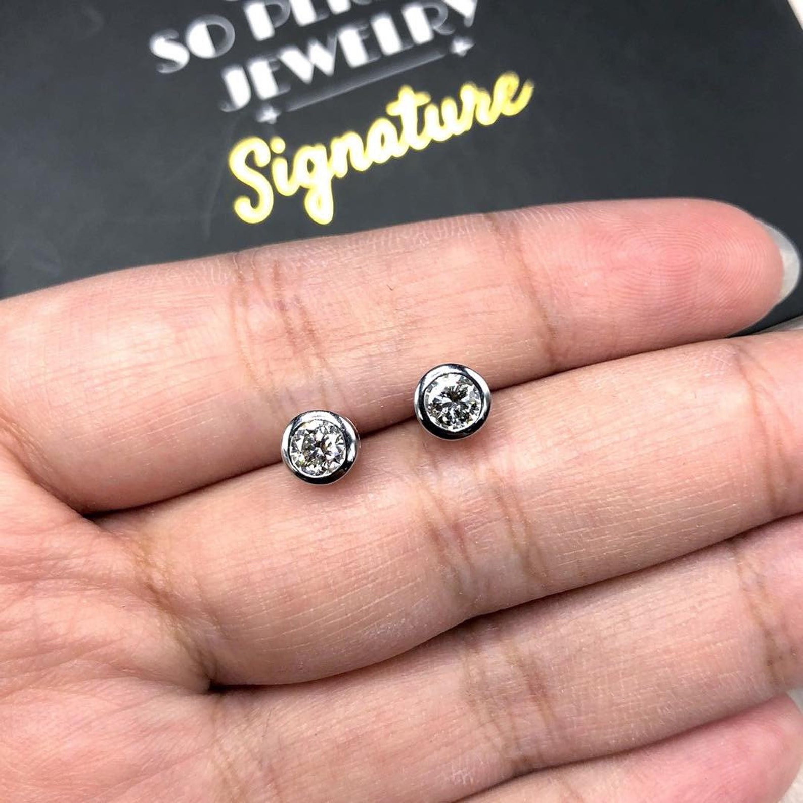 GENUINE 0.70TCW Diamonds Studs Round White Gold 18k Solid Etsy UK