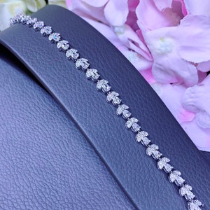 4.27TCW G/VS Pear Fancy Diamonds in 18K solid white gold handmade bracelet jewelry tennis anniversary natural untreated colorless clean