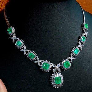 COLOMBIAN 35.40TCW Emerald Necklace Huge Set Natural VS - Etsy