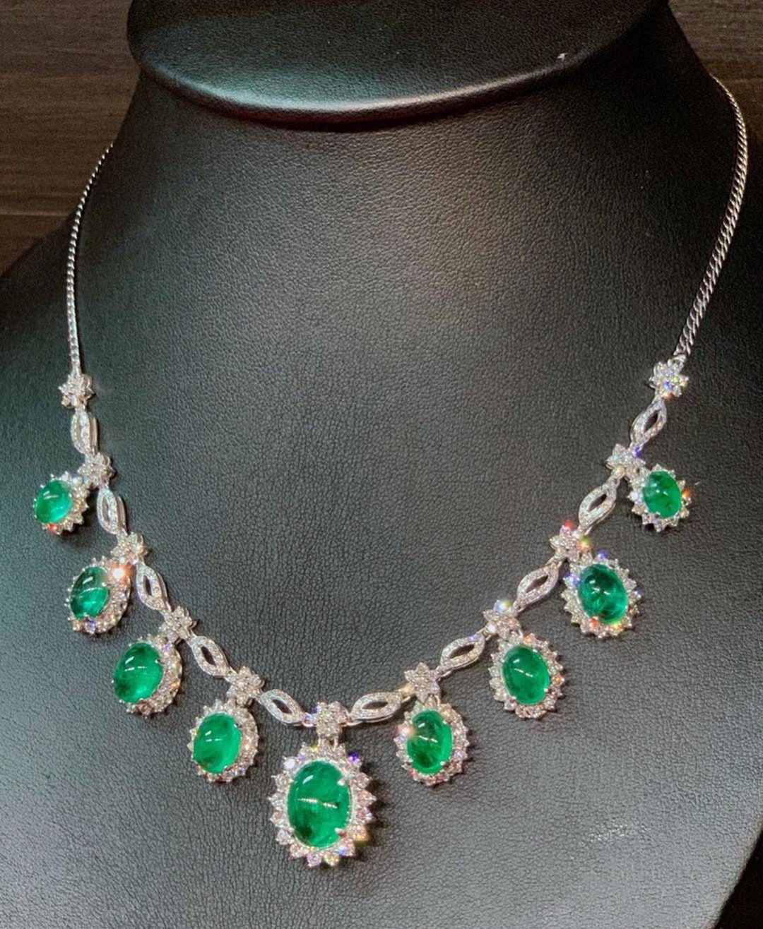 HUGE SET 41.89TCW Emerald Necklace Cabochon Zambian Natural VS - Etsy