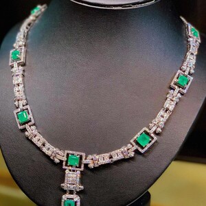 ART-DECO 23.21TCW COLOMBIAN Emerald Diamonds 18K Solid White - Etsy