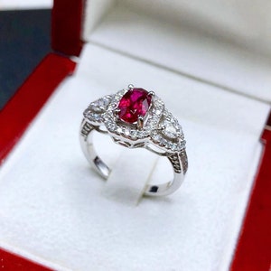 SIAMESE 1.71TCW Natural Ruby & Diamonds in 18K Solid White - Etsy