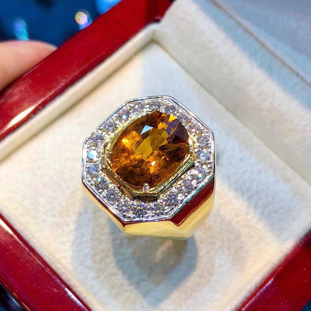 STUNNING 6.12TCW Yellow Orange Sapphire & F/VS Diamond in 18K - Etsy